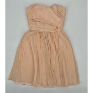 J Crew Silk Peach Sweetheart Neckline Silk Dress S00 Petite Soft Girl Wedding